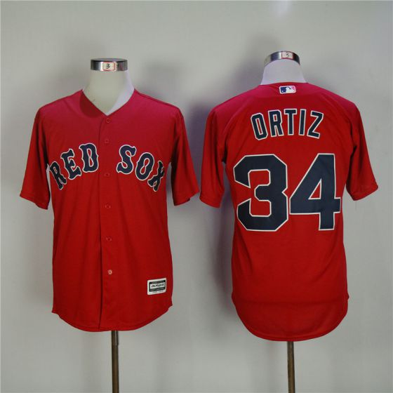 Men Boston Red Sox #34 David Ortiz Red Game MLB Jerseys->->MLB Jersey